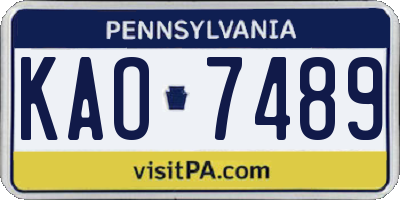 PA license plate KAO7489