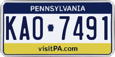 PA license plate KAO7491