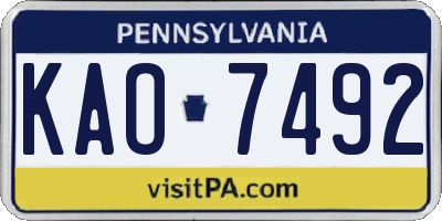 PA license plate KAO7492