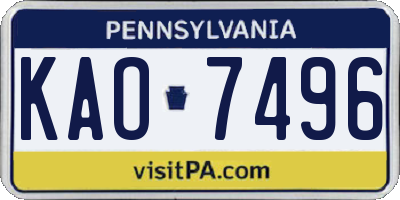PA license plate KAO7496