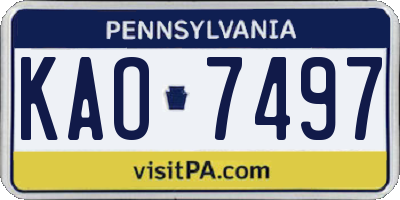 PA license plate KAO7497