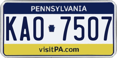 PA license plate KAO7507