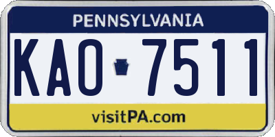 PA license plate KAO7511