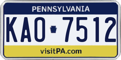 PA license plate KAO7512