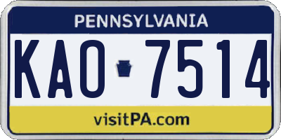 PA license plate KAO7514