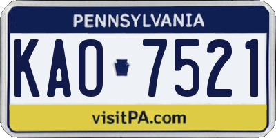 PA license plate KAO7521