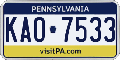 PA license plate KAO7533