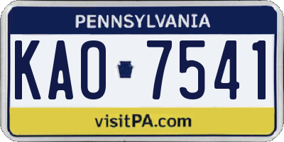 PA license plate KAO7541
