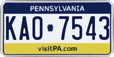 PA license plate KAO7543