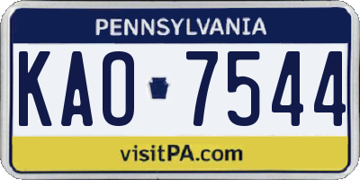 PA license plate KAO7544