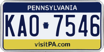 PA license plate KAO7546
