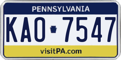 PA license plate KAO7547