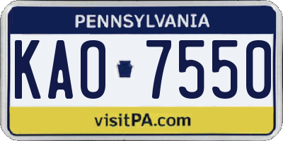 PA license plate KAO7550