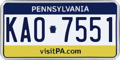 PA license plate KAO7551