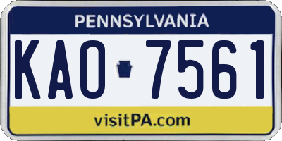 PA license plate KAO7561