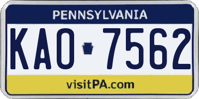 PA license plate KAO7562