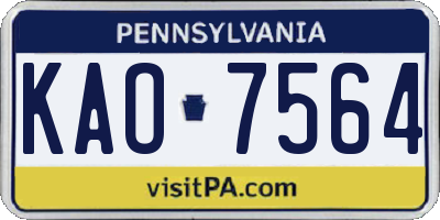 PA license plate KAO7564