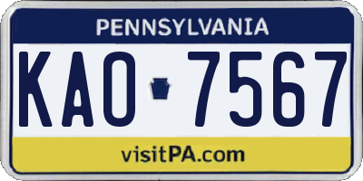 PA license plate KAO7567