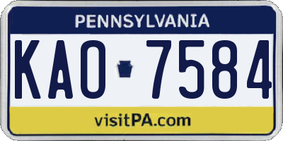 PA license plate KAO7584