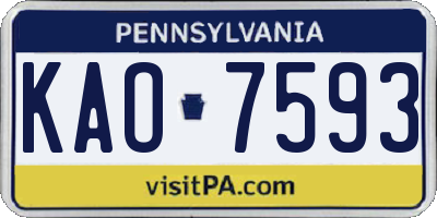 PA license plate KAO7593