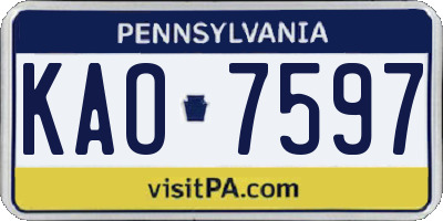 PA license plate KAO7597