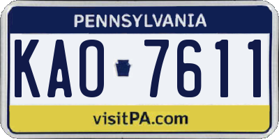 PA license plate KAO7611