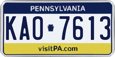 PA license plate KAO7613