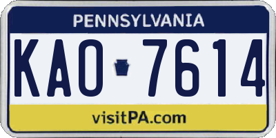 PA license plate KAO7614
