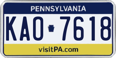 PA license plate KAO7618