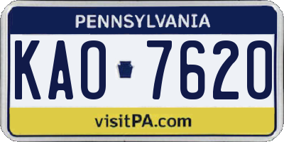 PA license plate KAO7620