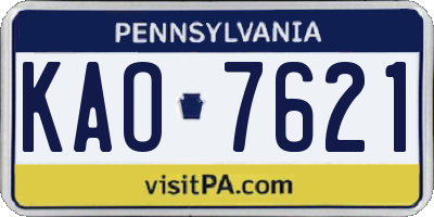 PA license plate KAO7621
