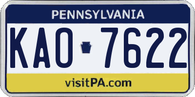 PA license plate KAO7622