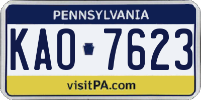 PA license plate KAO7623