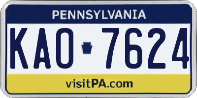PA license plate KAO7624