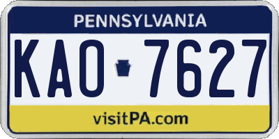 PA license plate KAO7627