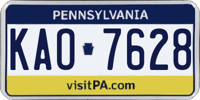 PA license plate KAO7628