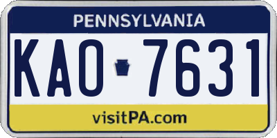 PA license plate KAO7631