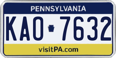 PA license plate KAO7632