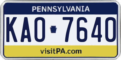 PA license plate KAO7640