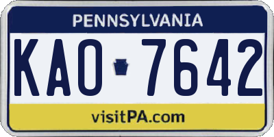 PA license plate KAO7642