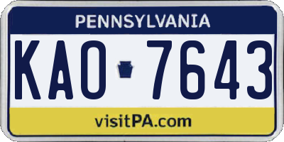 PA license plate KAO7643