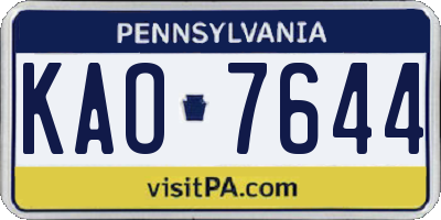 PA license plate KAO7644