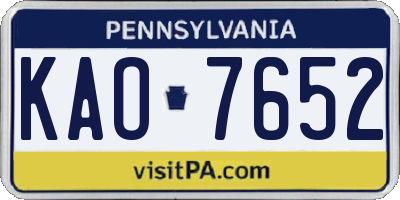 PA license plate KAO7652