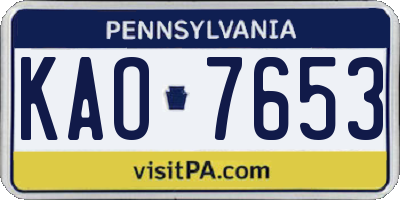 PA license plate KAO7653