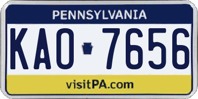 PA license plate KAO7656