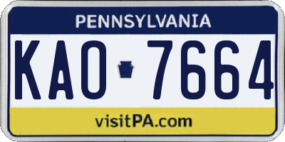 PA license plate KAO7664