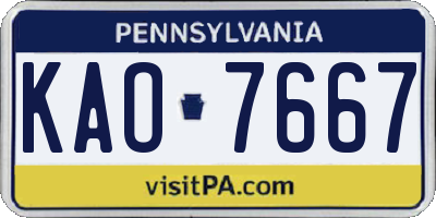 PA license plate KAO7667