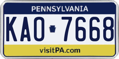 PA license plate KAO7668
