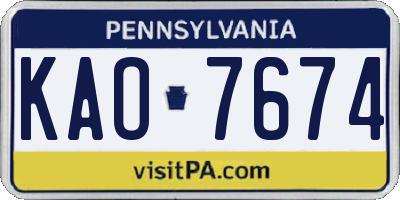 PA license plate KAO7674