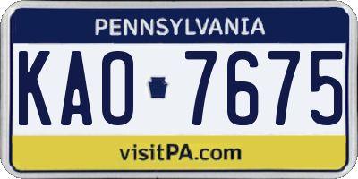 PA license plate KAO7675